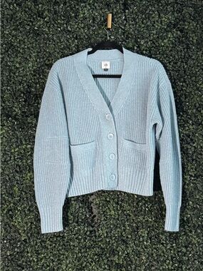 Cabi Light Blue Knit Button-Up Cardigan Sweater